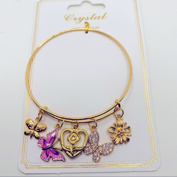 Bracelet Butterfly Crystal in gold tone! PRETTY - Picture 11 of 12